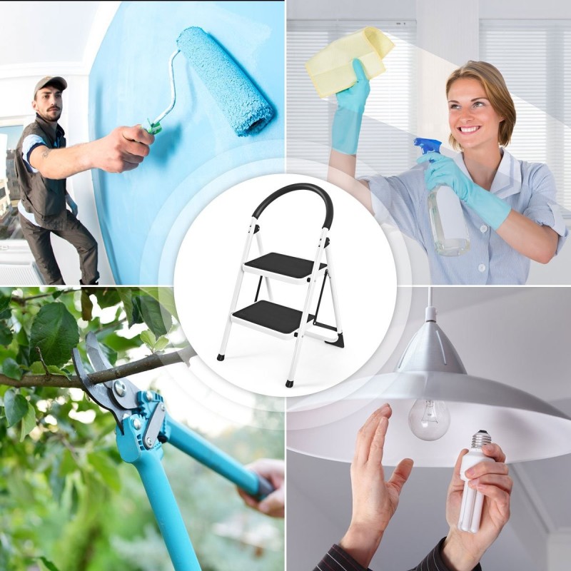 Kaksivaiheinen taitettava kotitaloustikas liukumattomalla alustalla