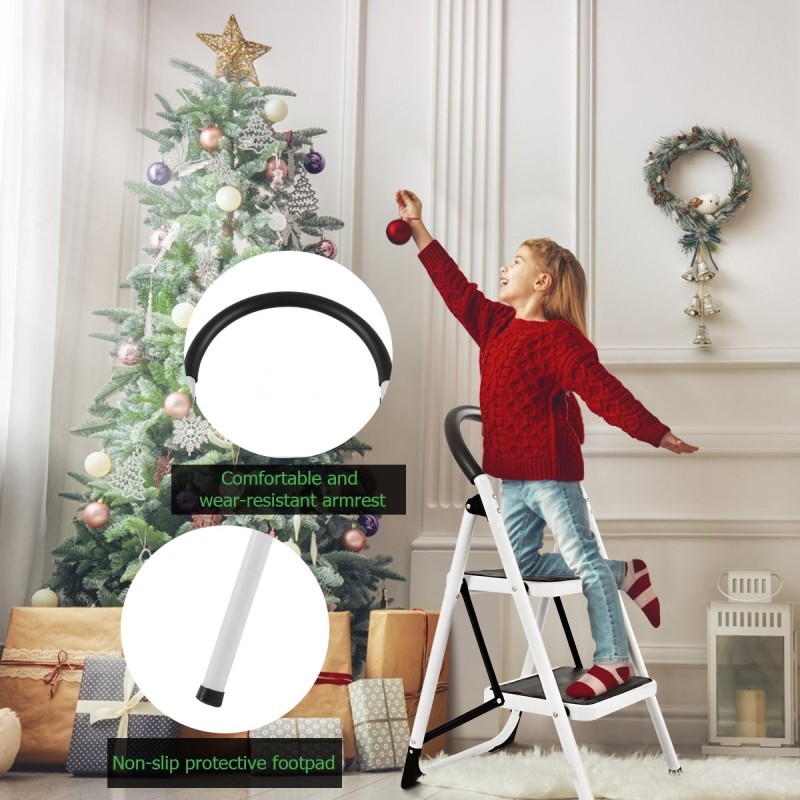 Kaksivaiheinen taitettava kotitaloustikas liukumattomalla alustalla