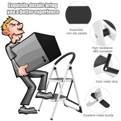 Kaksivaiheinen taitettava kotitaloustikas liukumattomalla alustalla