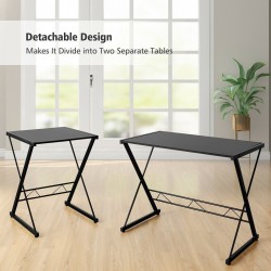 L-muotoinen musta tietokonepöytä kotiin ja toimistoon