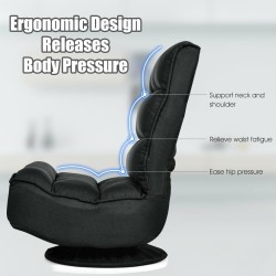 Musta säädettävä kääntyvä lattiatuoli pehmeällä verhoilulla Musta säädettävä kääntyvä lattiatuoli pehmeällä verhoilulla