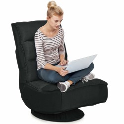 Musta säädettävä kääntyvä lattiatuoli pehmeällä verhoilulla Musta säädettävä kääntyvä lattiatuoli pehmeällä verhoilulla