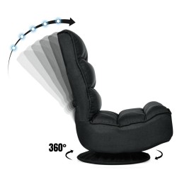 Musta säädettävä kääntyvä lattiatuoli pehmeällä verhoilulla Musta säädettävä kääntyvä lattiatuoli pehmeällä verhoilulla