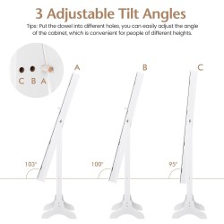 Valkoinen peilillinen korukaappi täyspitkällä peilillä ja säilytystilalla