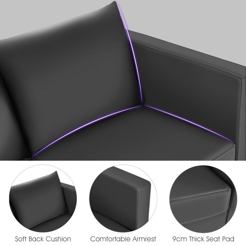 Kaksipaikkainen harmaa PU-nahkainen tub-sohva tyynyillä