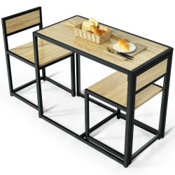 Kolmen osan ruokailusetti puu-teräs luonnonväri