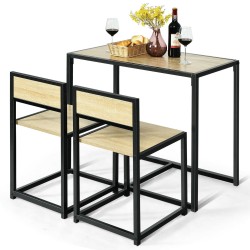 Kolmen osan ruokailusetti puu-teräs luonnonväri