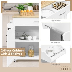 Valkoinen keittiövaunu pyörillä ja säädettävällä hyllyllä