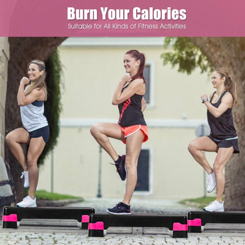 Korkeussäädettävä musta aerobinen stepperi kahdella tasolla