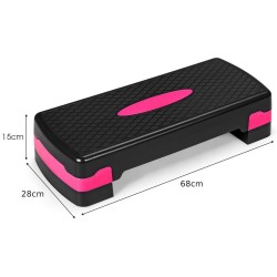 Korkeussäädettävä musta aerobinen stepperi kahdella tasolla