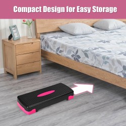 Korkeussäädettävä musta aerobinen stepperi kahdella tasolla