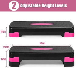 Korkeussäädettävä musta aerobinen stepperi kahdella tasolla
