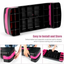 Korkeussäädettävä musta aerobinen stepperi kahdella tasolla