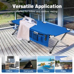 Taitettava sininen retkisänky 204 kg kantavuus 190x73x42 cm