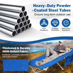 Taitettava sininen retkisänky 204 kg kantavuus 190x73x42 cm