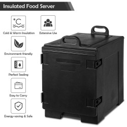 Eristetty ruokakuljetuslaatikko 77L musta lämpöeristetty kantokahvoilla