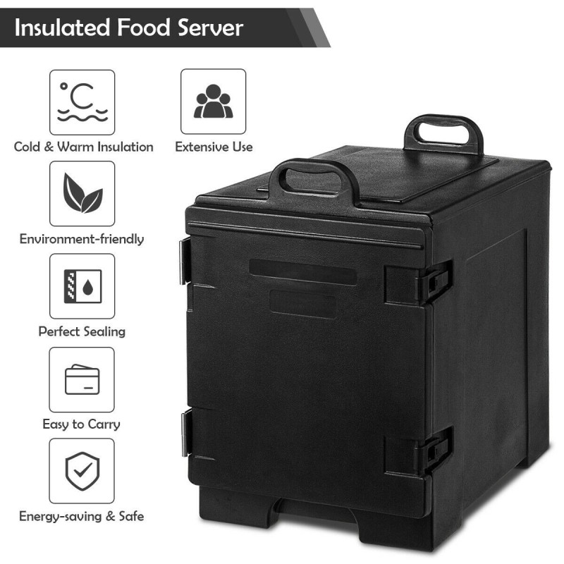 Eristetty ruokakuljetuslaatikko 77L musta lämpöeristetty kantokahvoilla