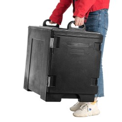 Eristetty ruokakuljetuslaatikko 77L musta lämpöeristetty kantokahvoilla