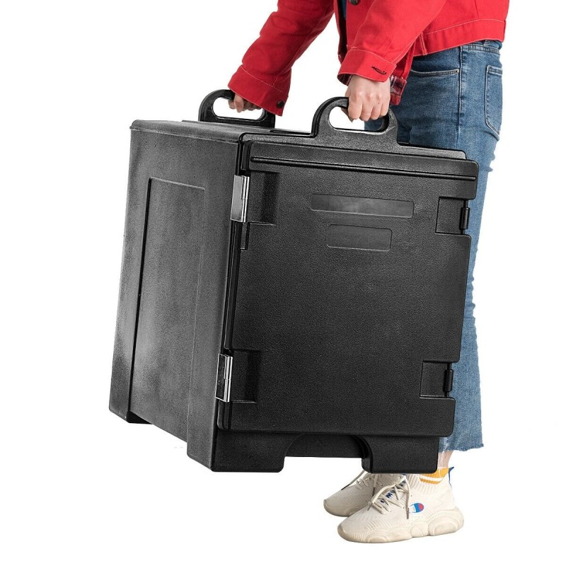 Eristetty ruokakuljetuslaatikko 77L musta lämpöeristetty kantokahvoilla