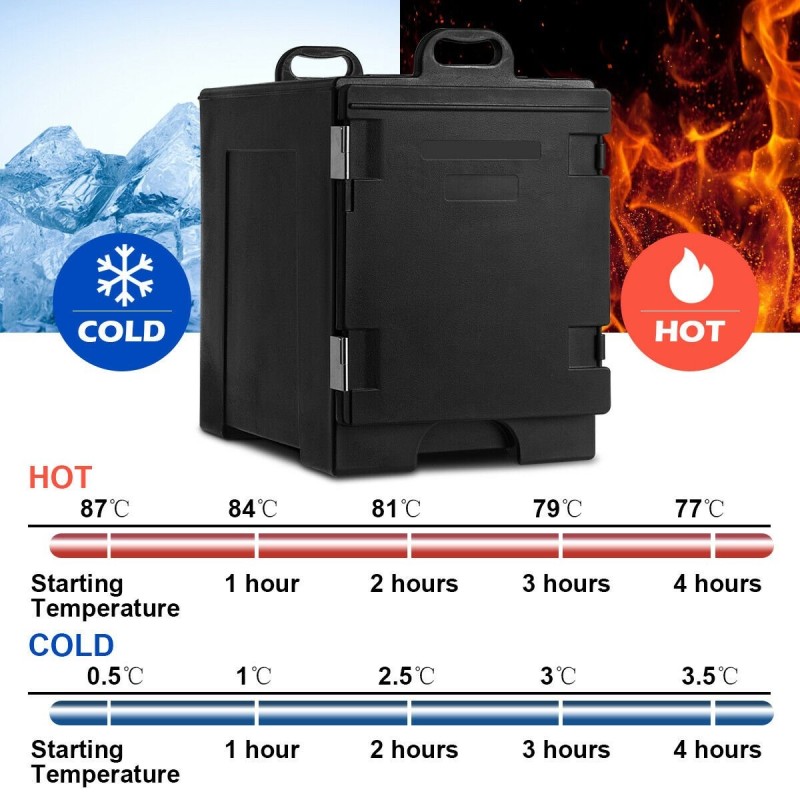 Eristetty ruokakuljetuslaatikko 77L musta lämpöeristetty kantokahvoilla