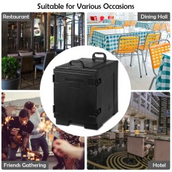 Eristetty ruokakuljetuslaatikko 77L musta lämpöeristetty kantokahvoilla