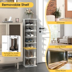 Puinen valkoinen 8-tasoinen kenkähylly monikäyttöinen säilytysratkaisu