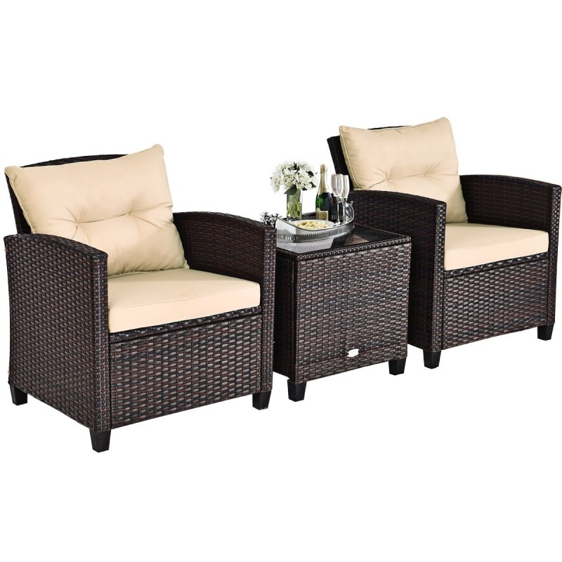 Kolmiosainen keltainen rottinkisohvasetti terassille ja puutarhaan