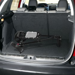 Kaksipyöräinen taitettava golfkärry tulostaululla, musta