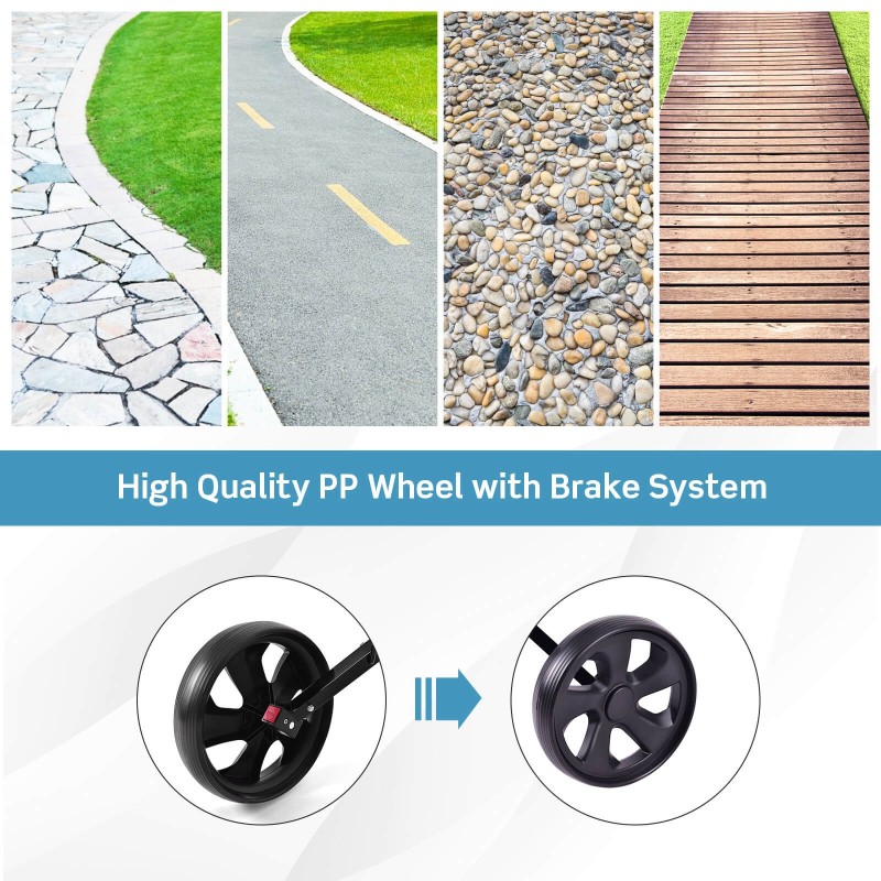 Kaksipyöräinen taitettava golfkärry tulostaululla, musta