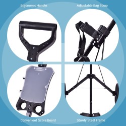 Kaksipyöräinen taitettava golfkärry tulostaululla, musta