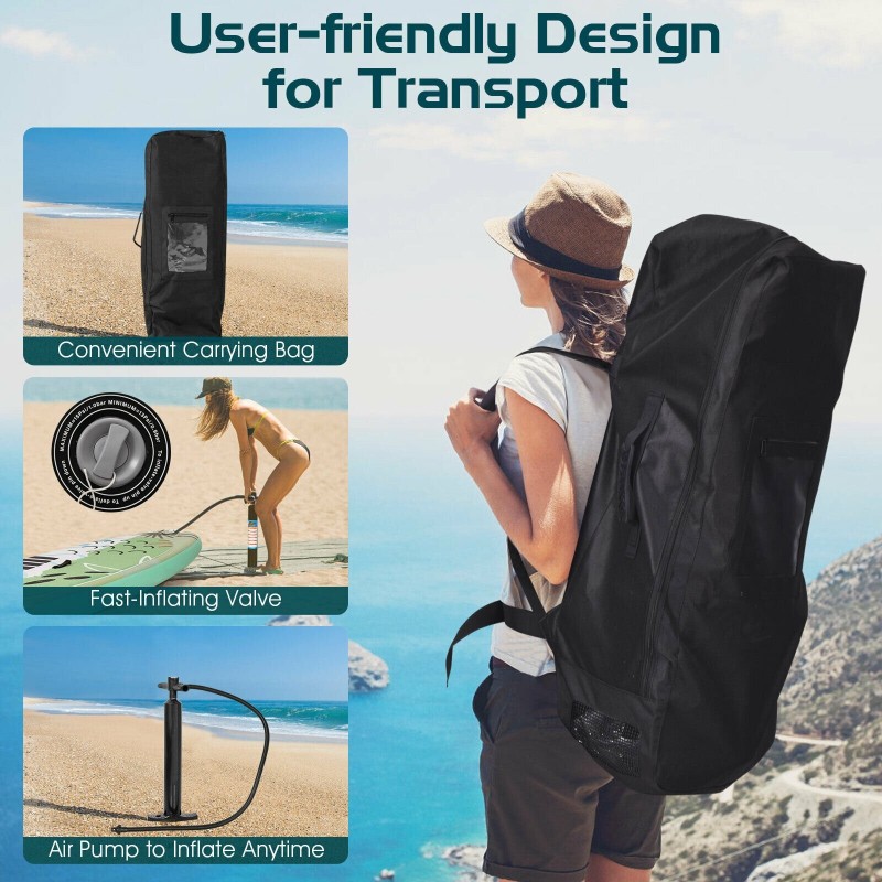 Vihreä ilmatäytteinen SUP-lauta 10.5FT käsipumpulla