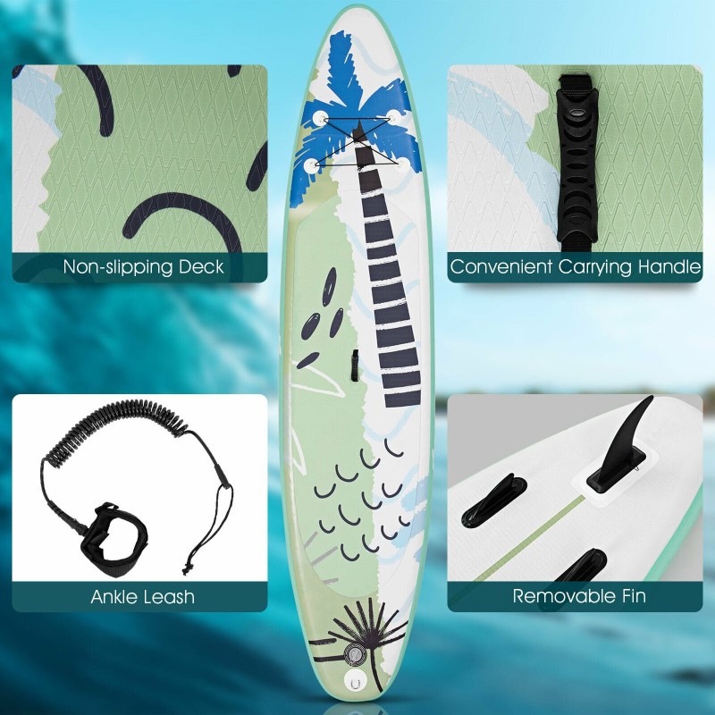 Vihreä ilmatäytteinen SUP-lauta 10.5FT käsipumpulla