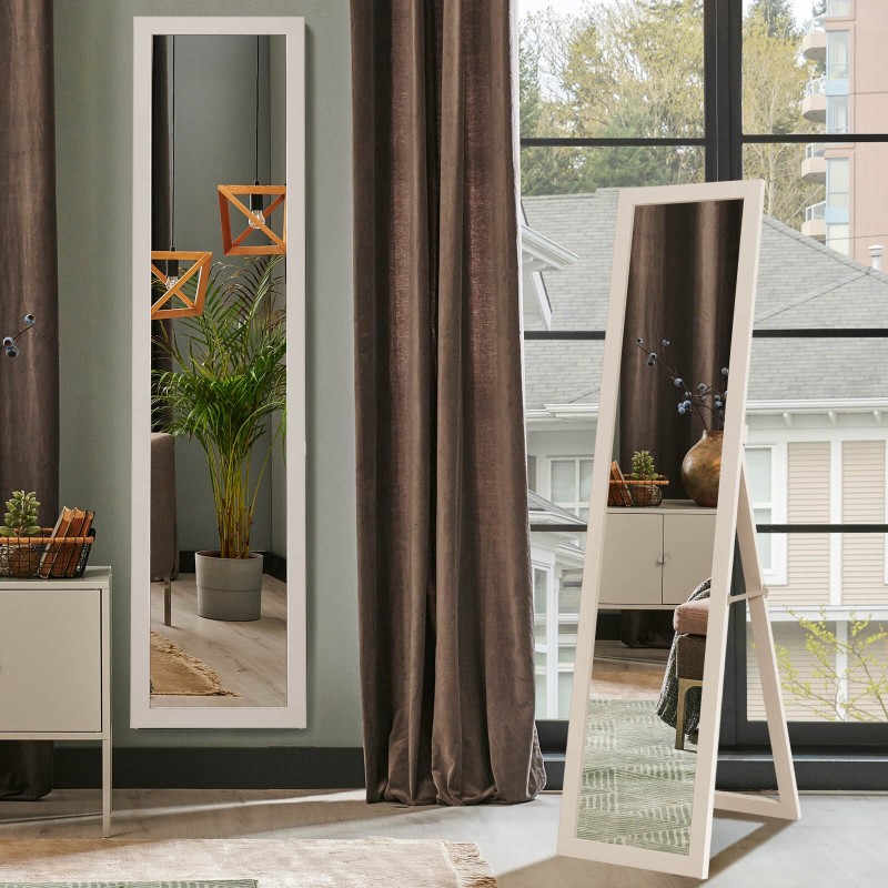 2 in 1 kokovartalopeili valkoisella puukehyksellä 37 x 155 cm