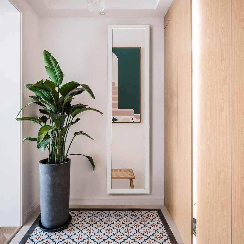 2 in 1 kokovartalopeili valkoisella puukehyksellä 37 x 155 cm