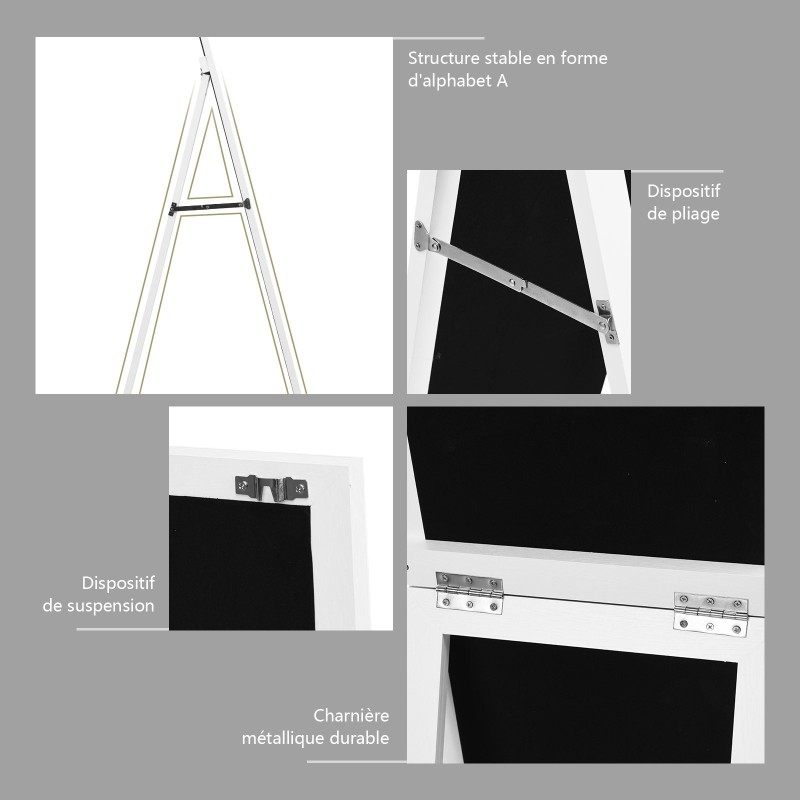 2 in 1 kokovartalopeili valkoisella puukehyksellä 37 x 155 cm