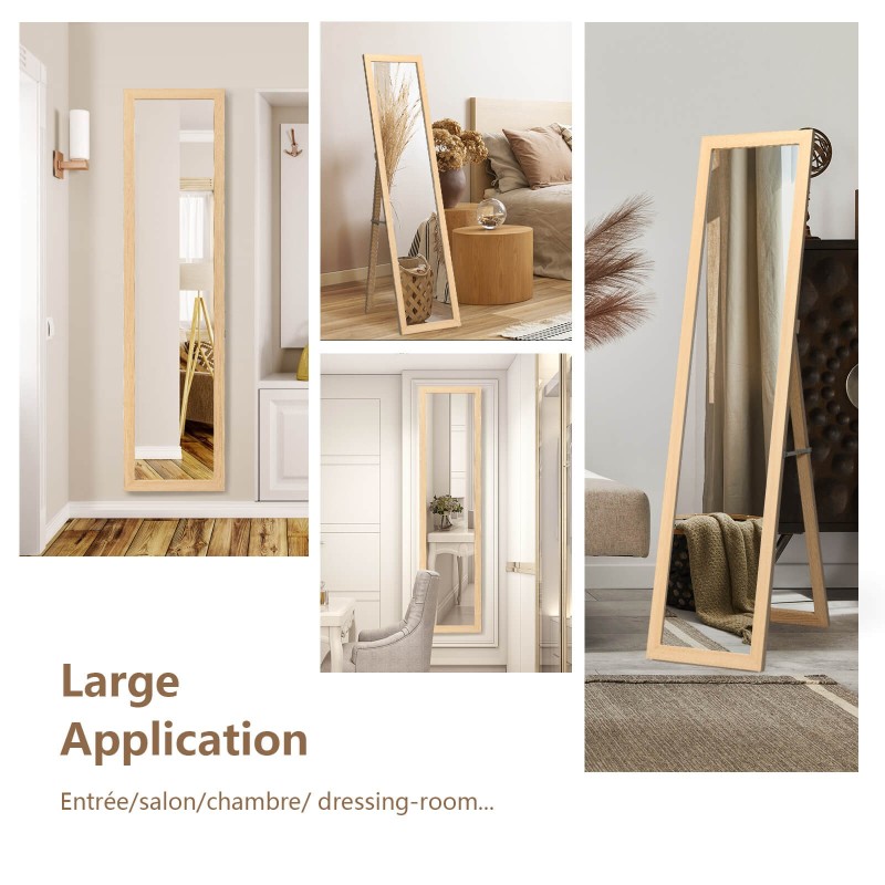 2 in 1 kokovartalopeili puukehyksellä, luonnollinen 37 x 155 cm
