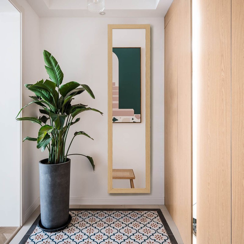 2 in 1 kokovartalopeili puukehyksellä, luonnollinen 37 x 155 cm