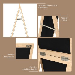 2 in 1 kokovartalopeili puukehyksellä, luonnollinen 37 x 155 cm