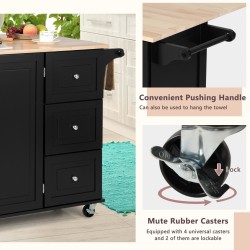 Keittiösaarekevaunu musta 3 laatikkoa ja 2-ovinen kaappi