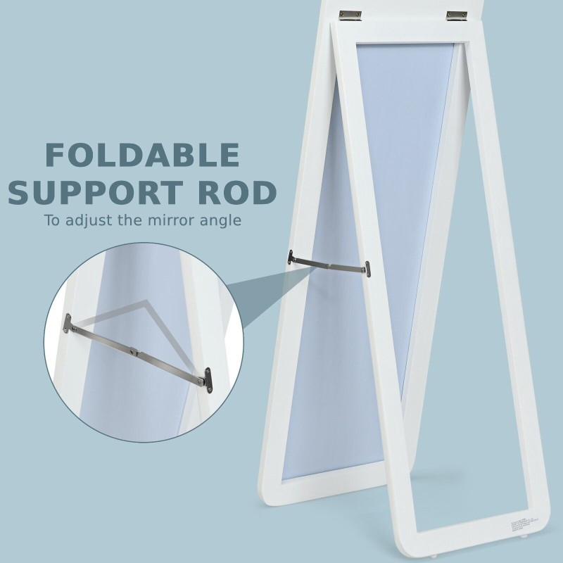 Valkoinen vapaasti seisova kokovartalopeili 160 x 37 cm