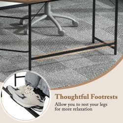 L-muotoinen tietokonepöytä hyllyillä kotiin, luonnollinen väri