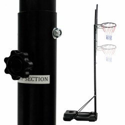 Säädettävä musta koripalloteline pyörillä sisä- ja ulkokäyttöön