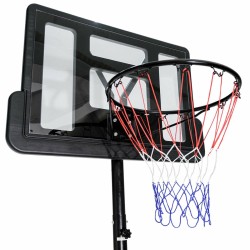 Säädettävä musta koripalloteline pyörillä sisä- ja ulkokäyttöön