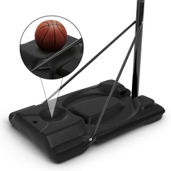 Säädettävä musta koripalloteline pyörillä sisä- ja ulkokäyttöön