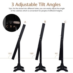 Peilillinen musta korukaappi täysikokoisella säädettävällä peilillä