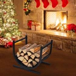 U-muotoinen musta metallinen polttopuuteline sisä- ja ulkokäyttöön