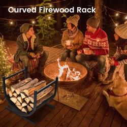 U-muotoinen musta metallinen polttopuuteline sisä- ja ulkokäyttöön