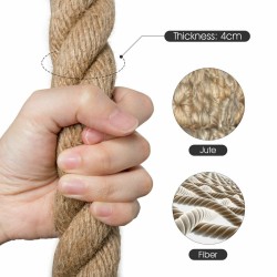 Keltainen juuttiköysi treeniin, 4,5 m, lämpötiivistetty