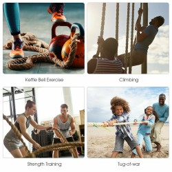 Keltainen juuttiköysi harjoitteluun, lämpötiivistetyt päädyt, 3-9 m