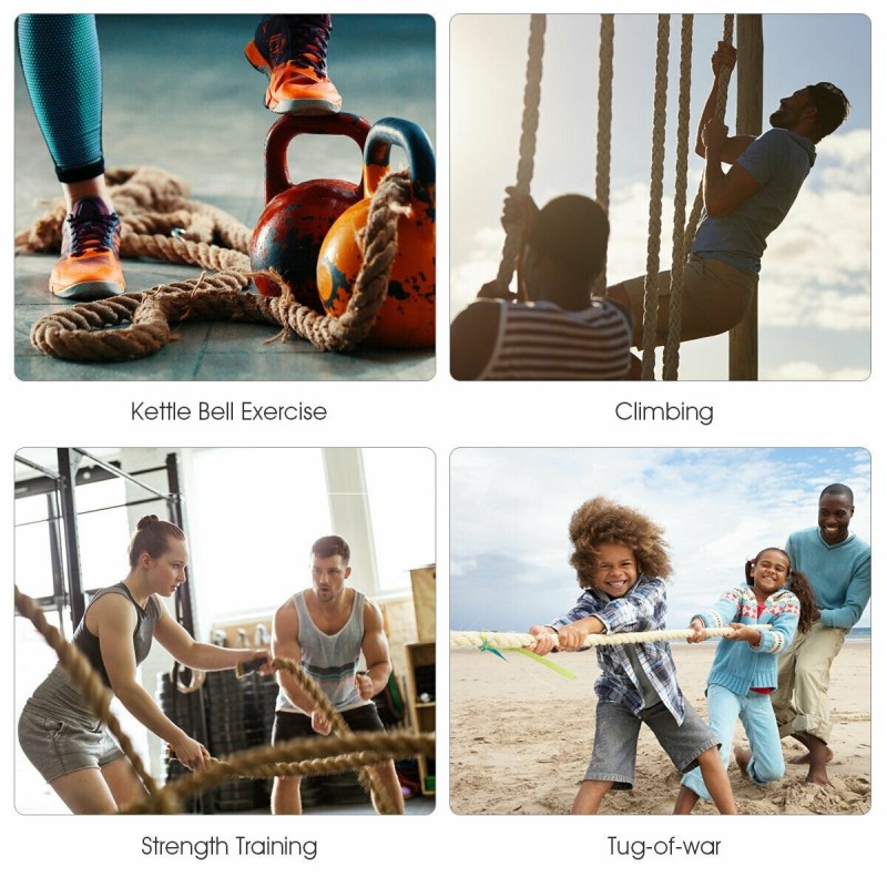 Keltainen juuttiköysi harjoitteluun, lämpötiivistetyt päädyt, 3-9 m